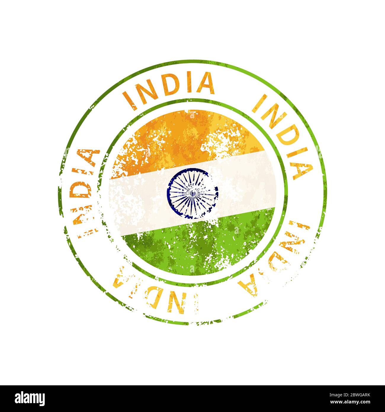 Indienschild, Vintage Grunge Aufdruck mit Flagge auf weiß Stock Vektor