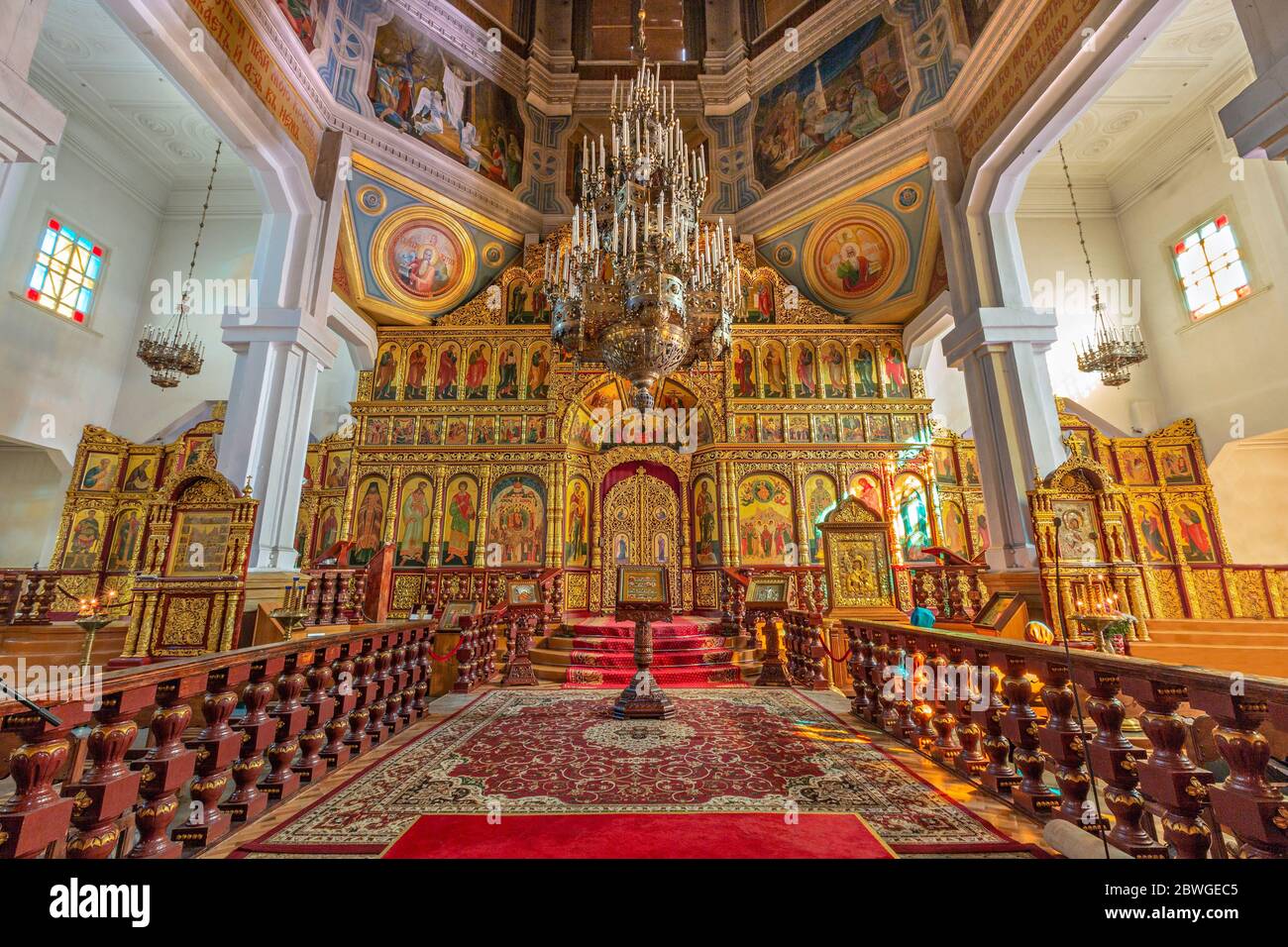 Innenraum der Zenkov Kathedrale in Almaty, Kasachstan Stockfoto