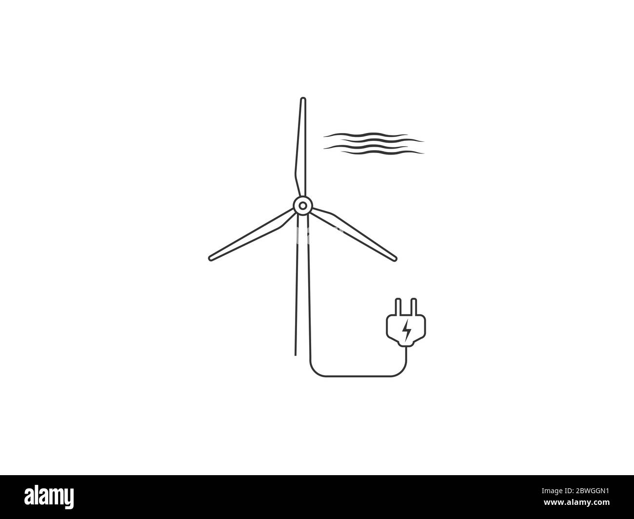 Symbol für Windenergie, Windenergieanlage. Vektorgrafik, flaches Design. Stock Vektor