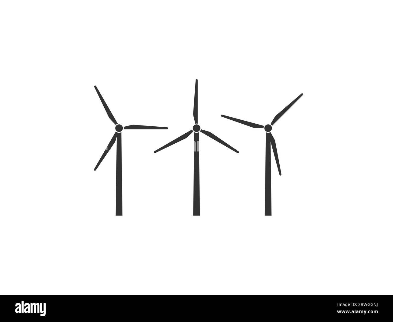Symbol für Windenergie, Windenergieanlage. Vektorgrafik, flaches Design. Stock Vektor