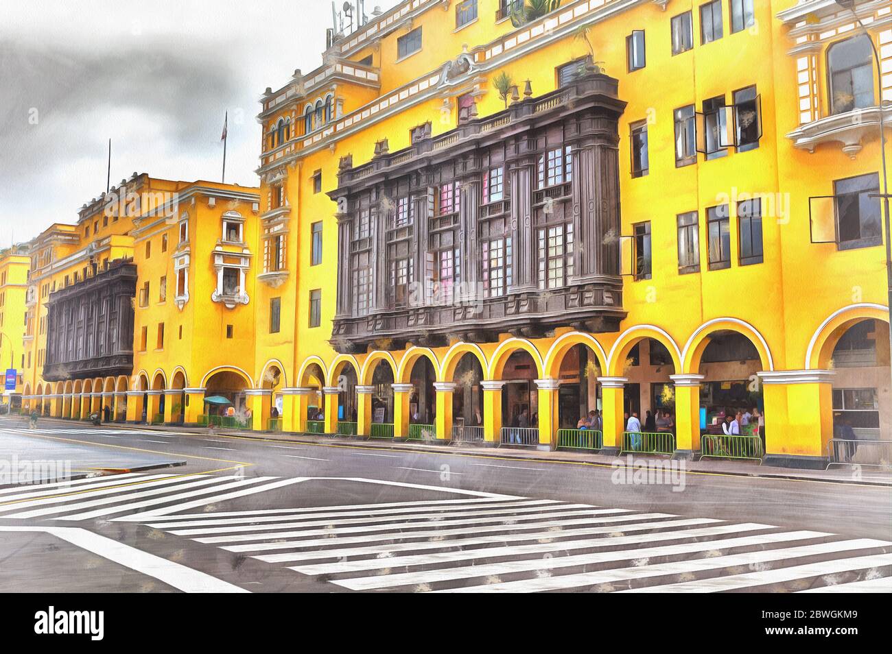 Vintage Gebäude bunte Malerei, Lima, Peru Stockfoto