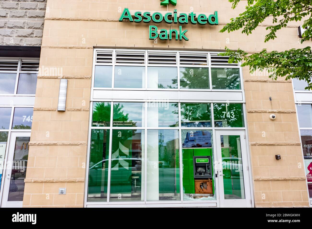 Business Schäden an der Southside von Chicago, von Unruhen, die nach dem Tod von George Floyd durch einen Minneapolis Polizeibeamten in 2020 stattfand. Stockfoto