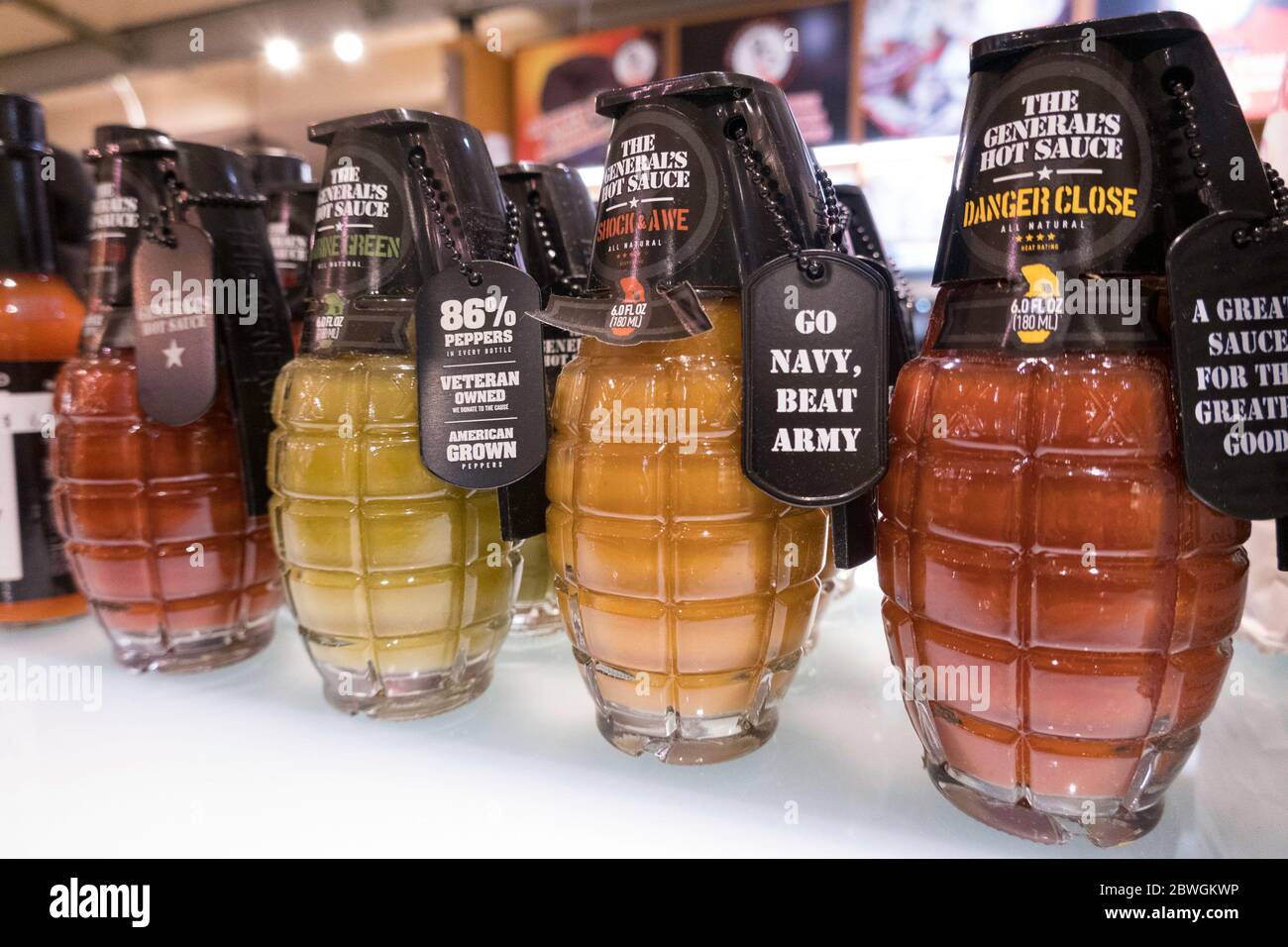 Die General's Hot Sauce ist amerikanische gemacht und zum Verkauf in Grand Central Market Gourmet-Shopping-Destination, NYC, USA Stockfoto