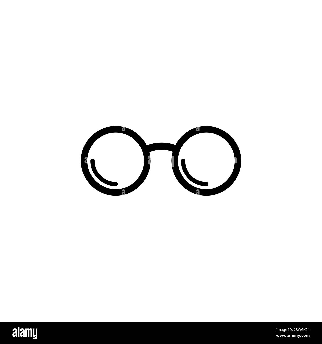 Schwarze runde flache Hipster Brille Symbol. Isoliert auf weiß.  Kinderbrille. Vektorgrafik. Einfaches Buchwurm-Piktogramm. Schwarz und Weiß  Stock-Vektorgrafik - Alamy