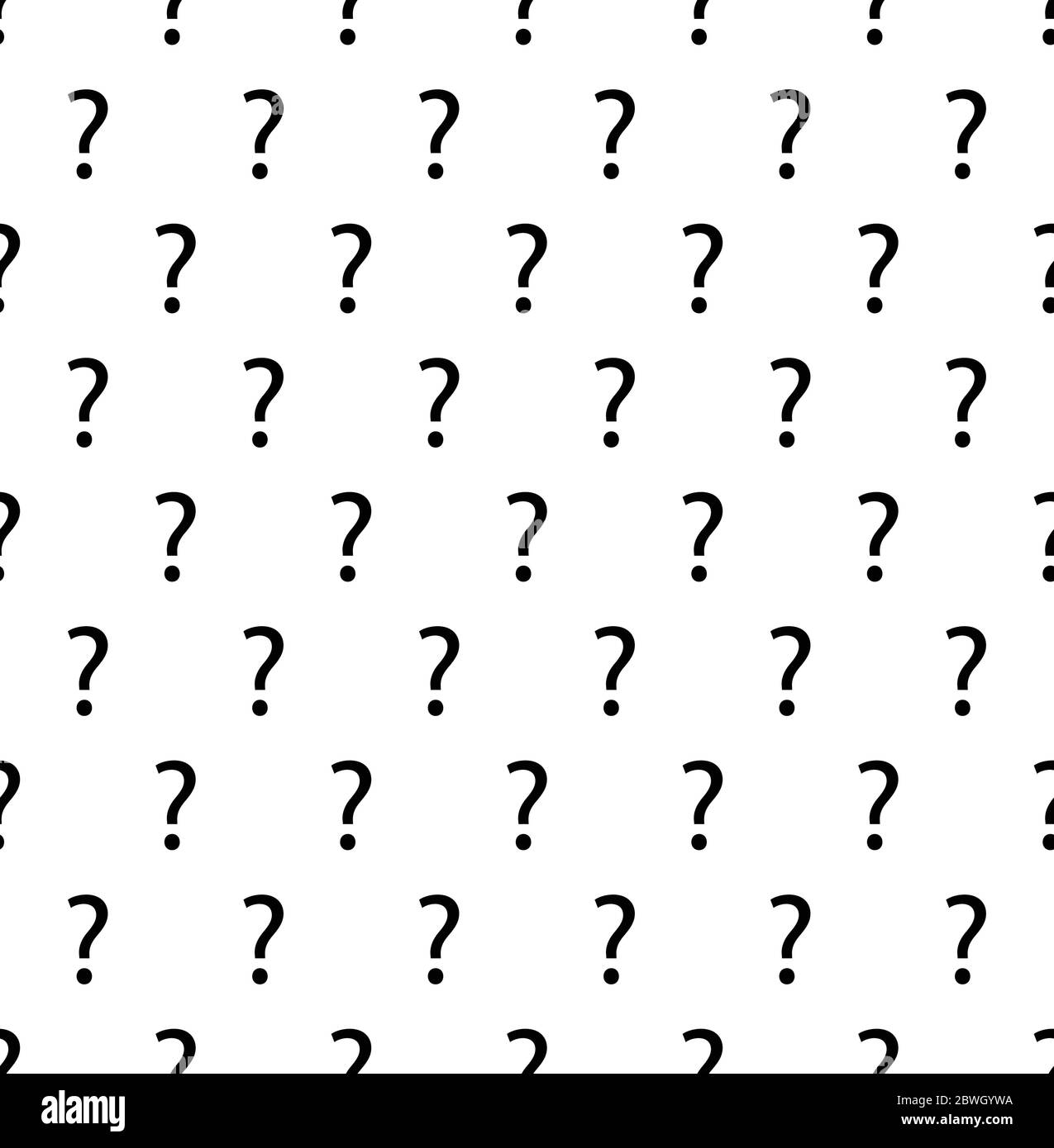 Fragezeichen Nahtloses Hintergrund . Vektor schwarze Textur, Muster, Tapete, Textil Stock Vektor