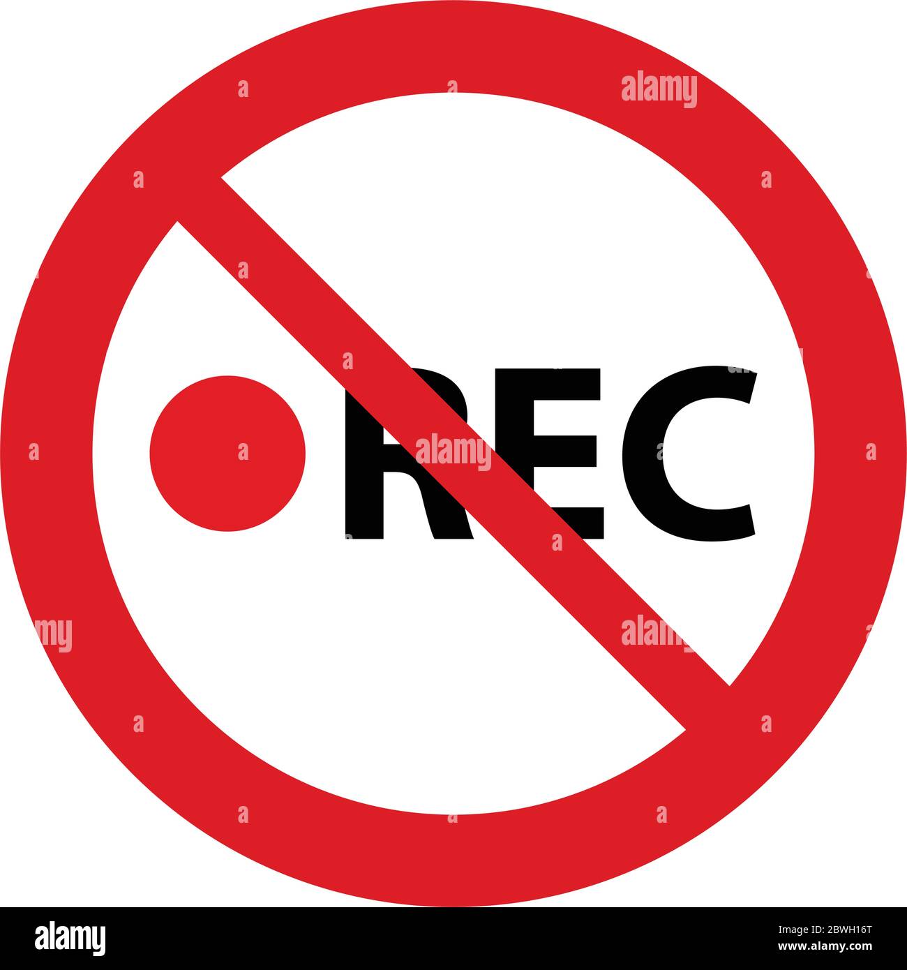 Symbol „Keine Aufnahme“. Symbol für verbotene Videos. Kein Symbol für Videokamera Stock Vektor