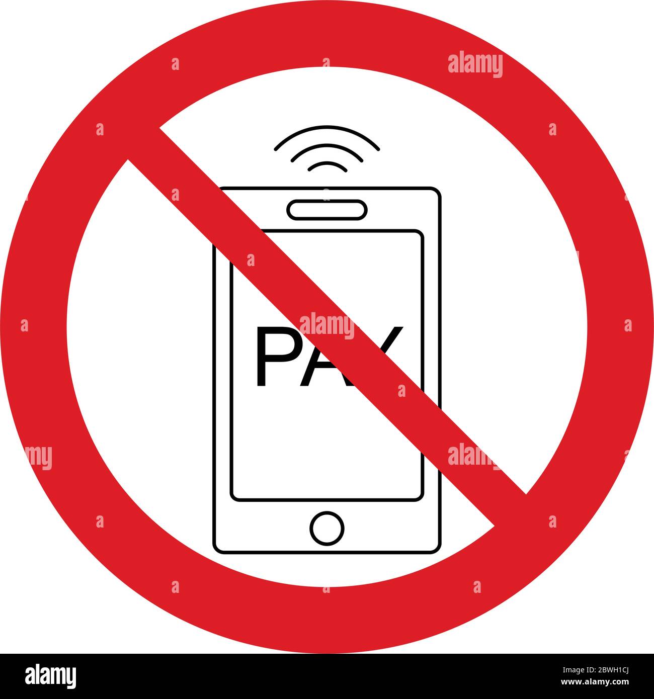 Symbol für keine Telefonzahlung. Symbol für unzulässige Zahlung Smartphone Smart-Gerät. Kein Symbol für Online-Zahlung per Mobiltelefon Stock Vektor