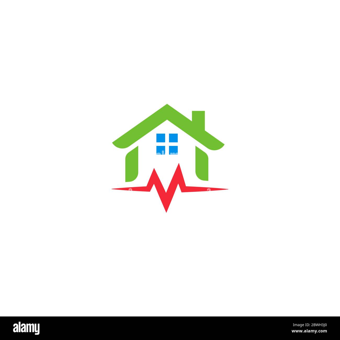 Logo für Reparaturen zu Hause. Emblem für die Renovierung des Hauses. Symbol für die Eigenschaftsfixierung. Vektorgrafik für isolierte Wartungen. Messung von Schäden durch seismische Aktivität Stock Vektor