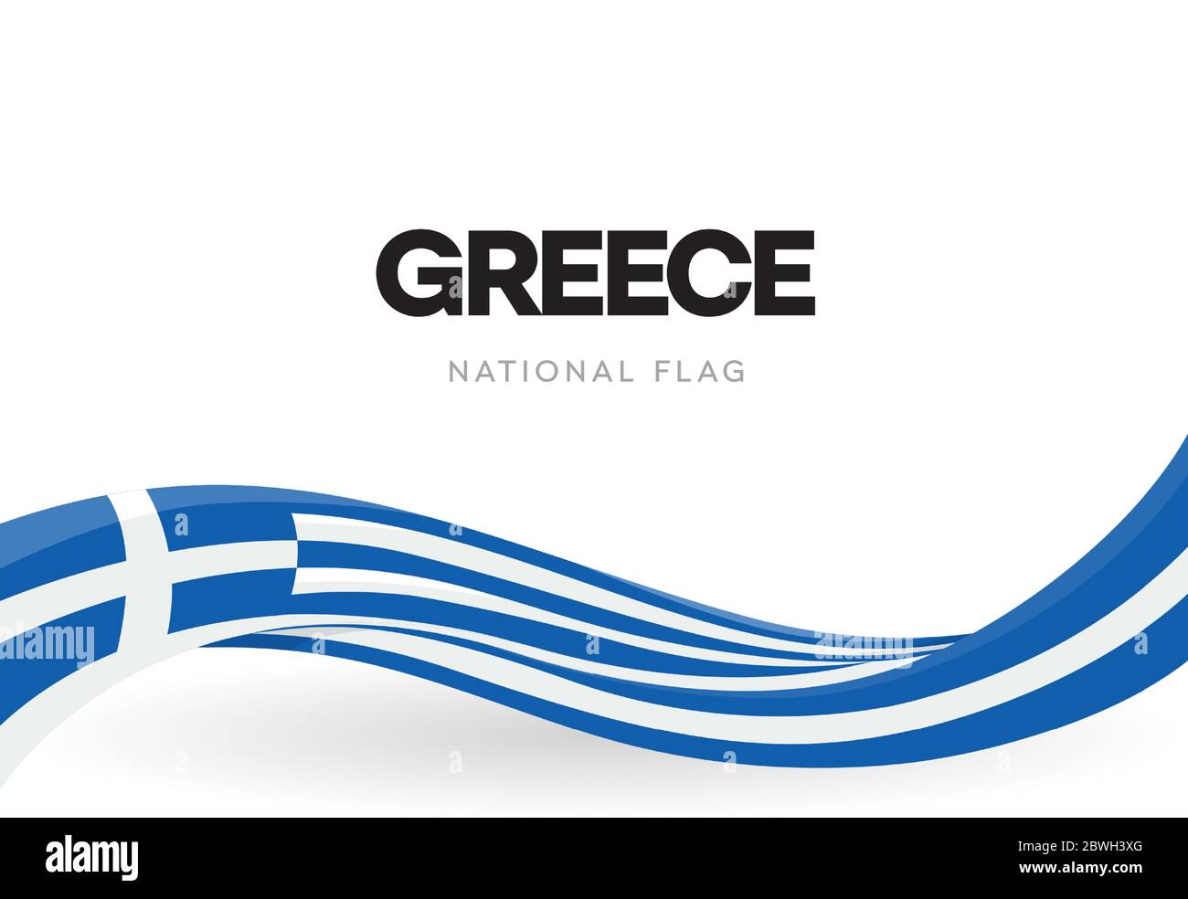 Griechenland winkende Flagge Banner. Griechisches national patriotisches Band Poster. Hellenische Republik Feiertag Feier. Isoliertes Hellas-Symbol Stock Vektor