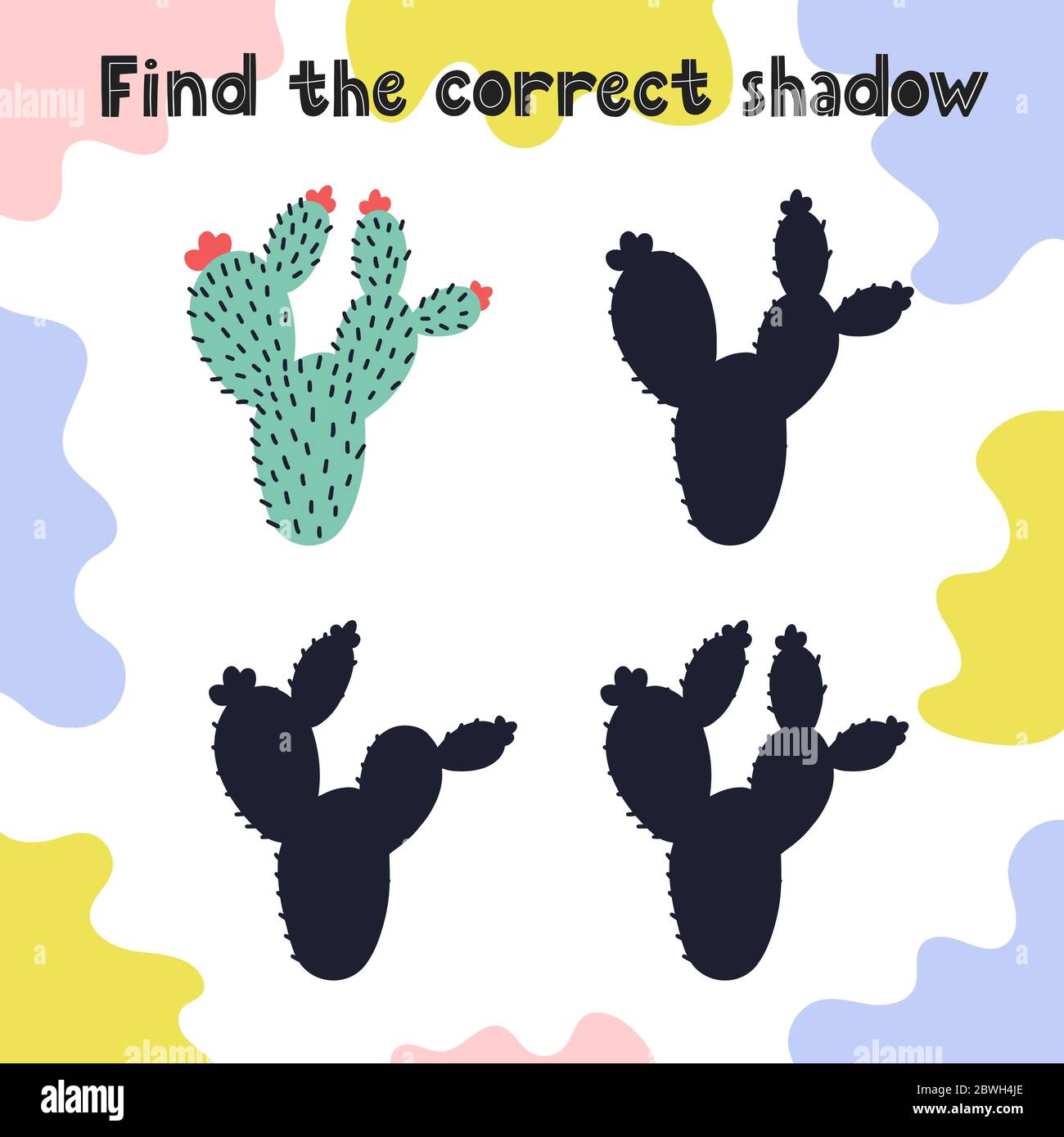 Finden Sie die richtige Schatten Puzzle-Spiel für Kinder Stock Vektor