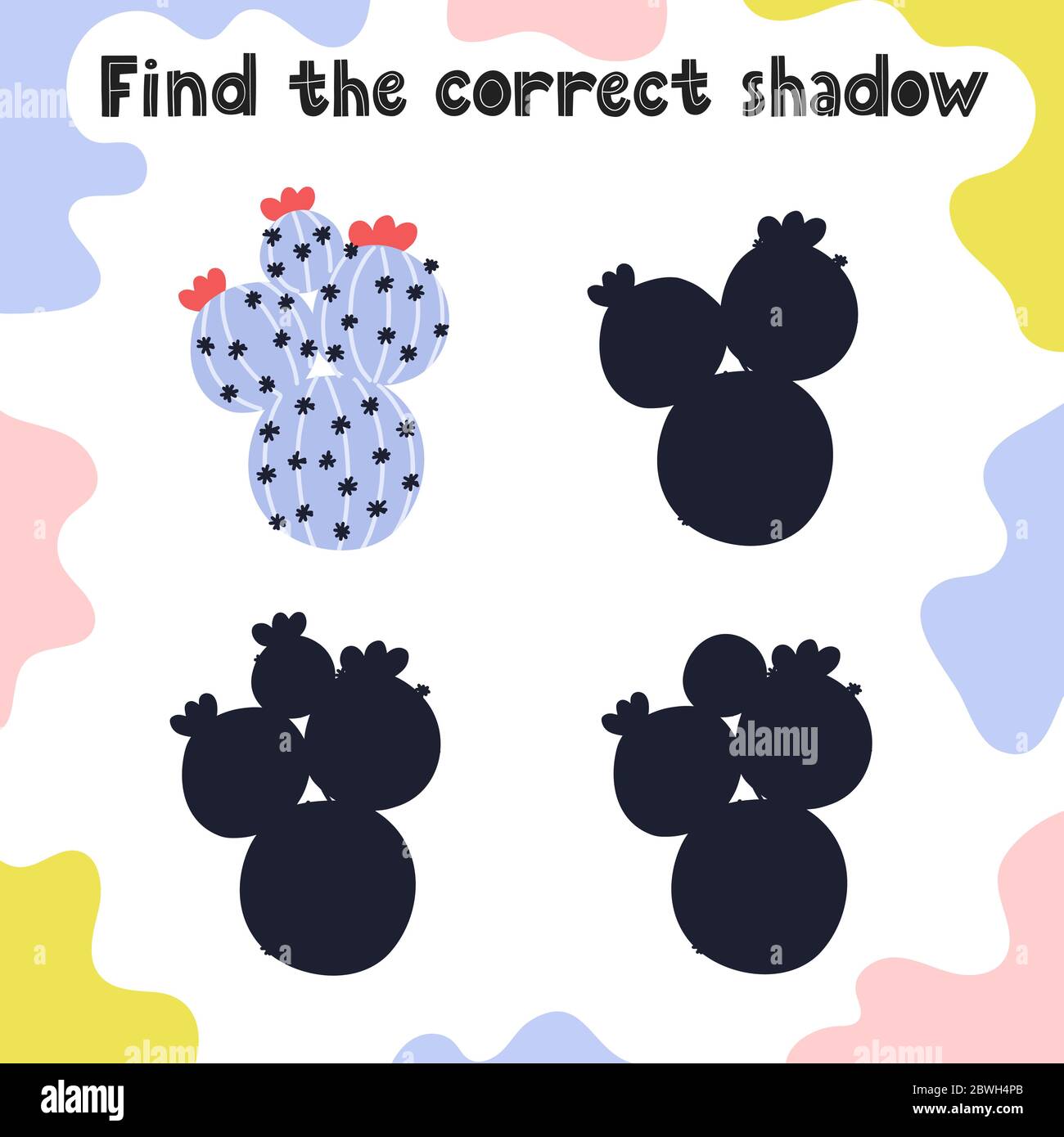 Finde die richtige Seite für Schattenaktivitäten für Kinder Stock Vektor