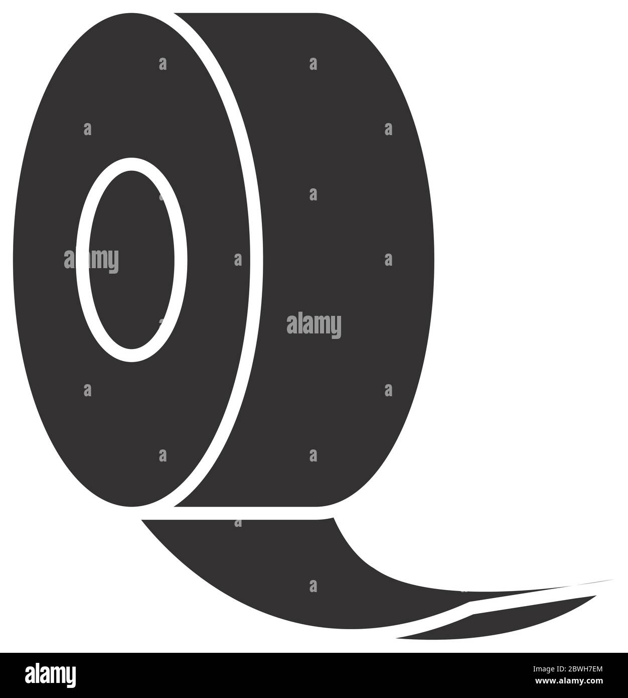 Rolle des Tape-Symbols auf weißem Hintergrund, Silhouette Stil, Vektorgrafik Stock Vektor