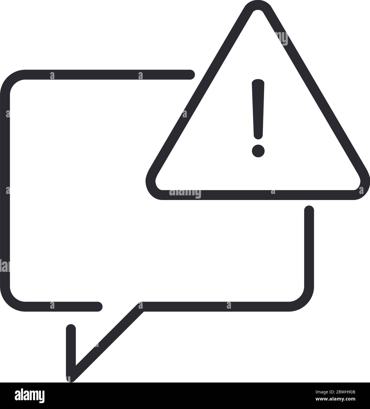 Warnsymbol, Meldung Warnung Achtung Gefahr Ausrufezeichen Vorsichtshinweis, Linienstil-Vektorgrafik Stock Vektor