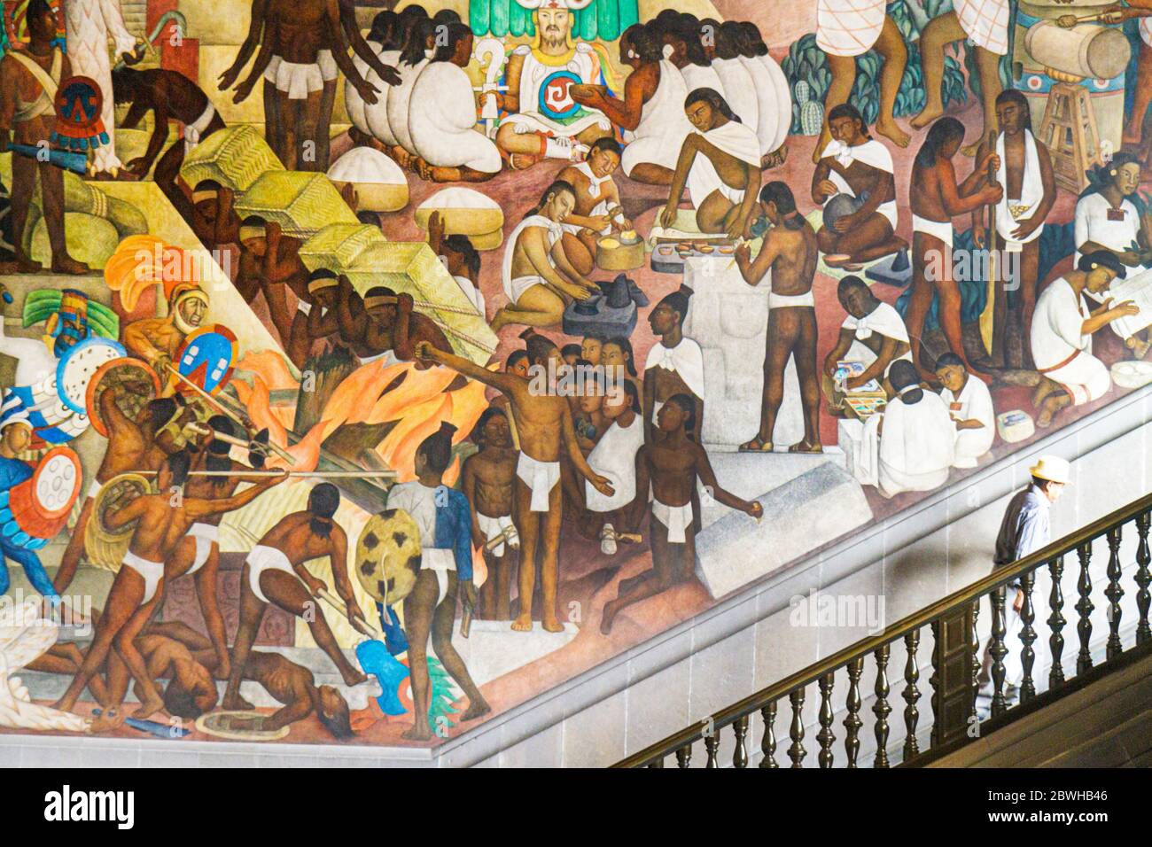 Mexiko-Stadt, DF México, Bundesdistrikt, Distrito Federal, Centro historico, Zocalo, Plaza de la Constitucion, Palacio Nacional, Nationalpalast, Wandgemälde, Mexica Stockfoto