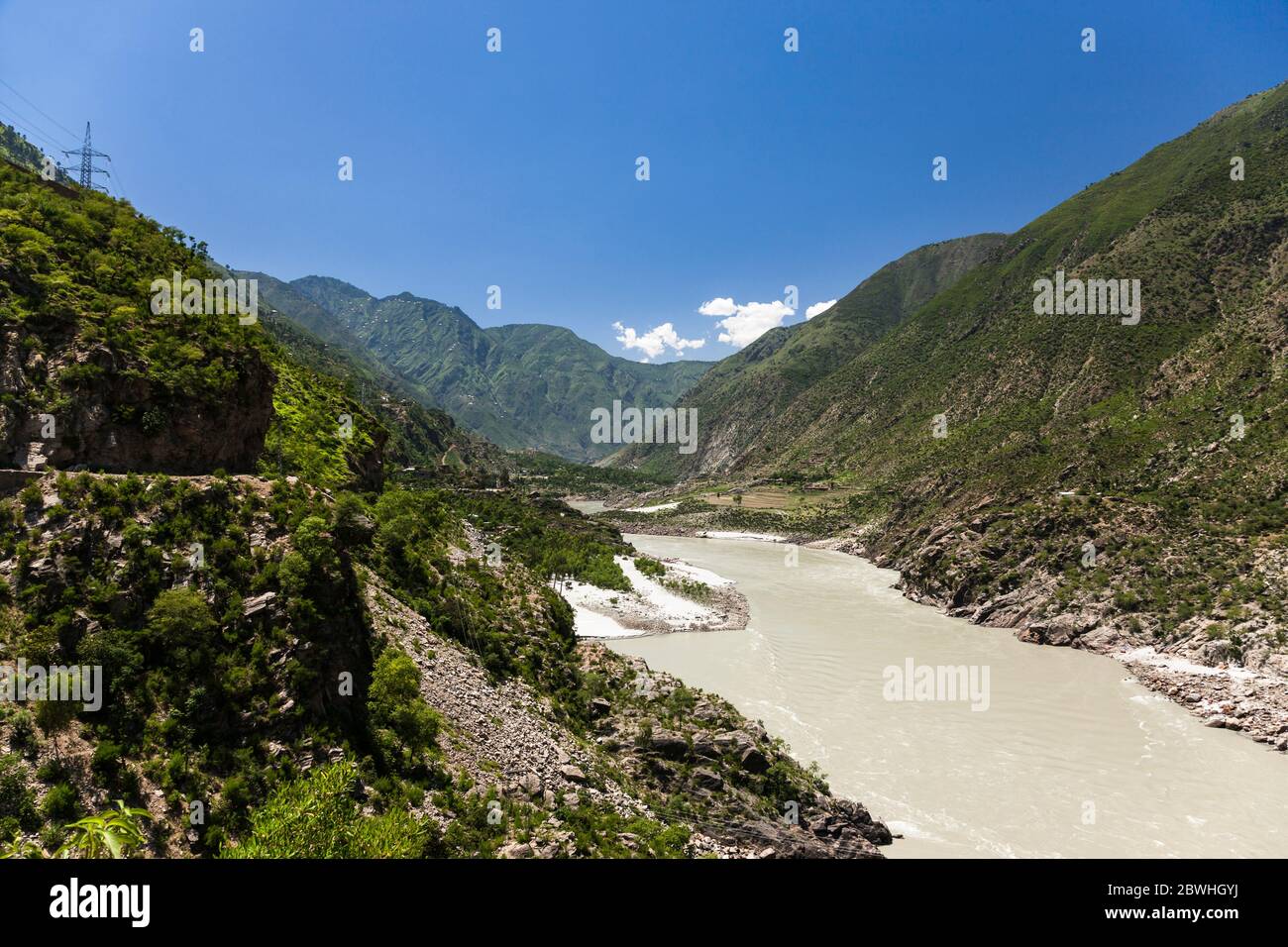 Der obere Dampf des Indus Flusses, nahe Besham Stadt, Indus Tal, Hindu kush Berg, Shangla, Khyber Pakhtunkhwa Provinz, Pakistan, Südasien, Asien Stockfoto