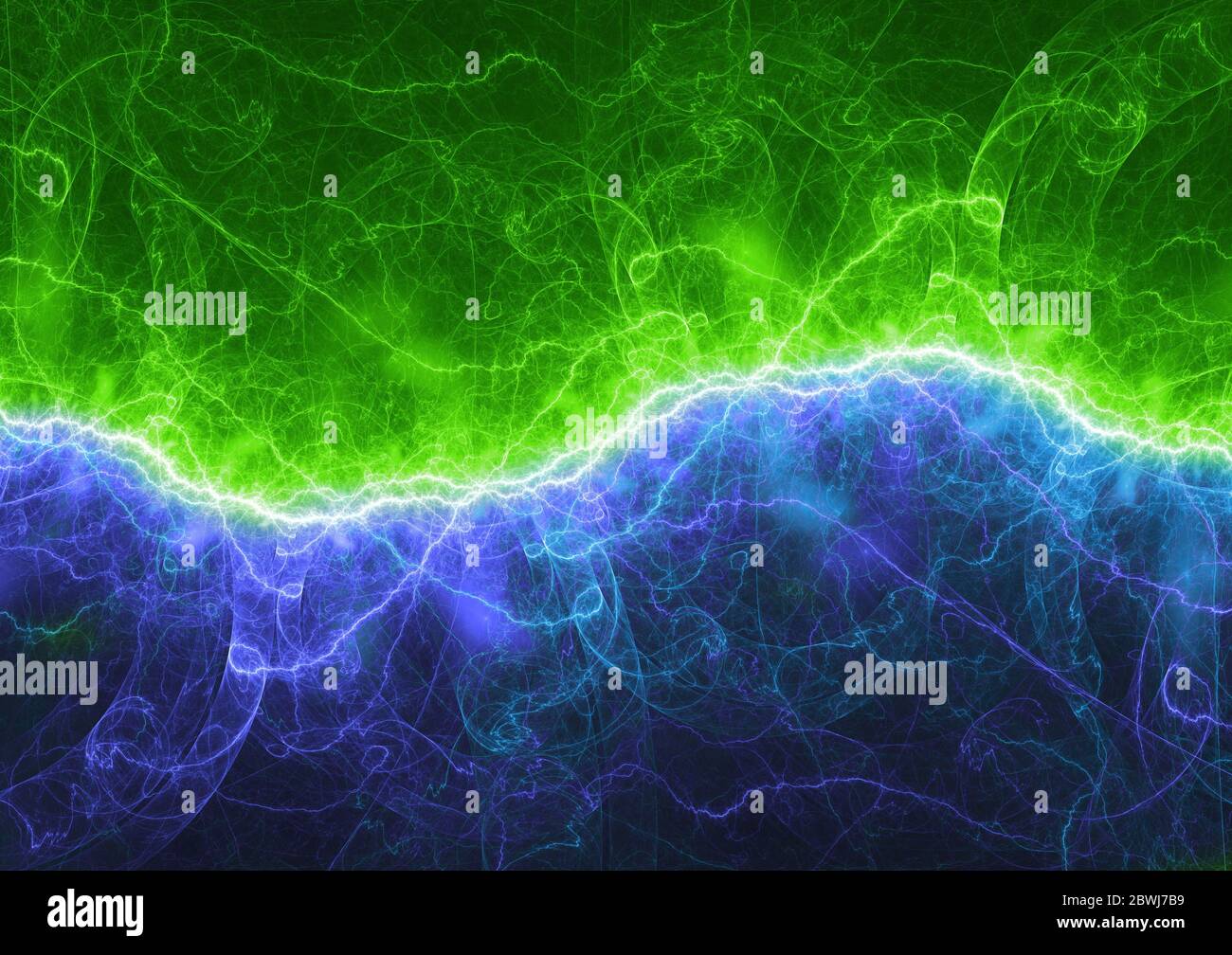 Blaue und grüne elektrische Blitz, Plasma Power Hintergrund Stockfotografie  - Alamy
