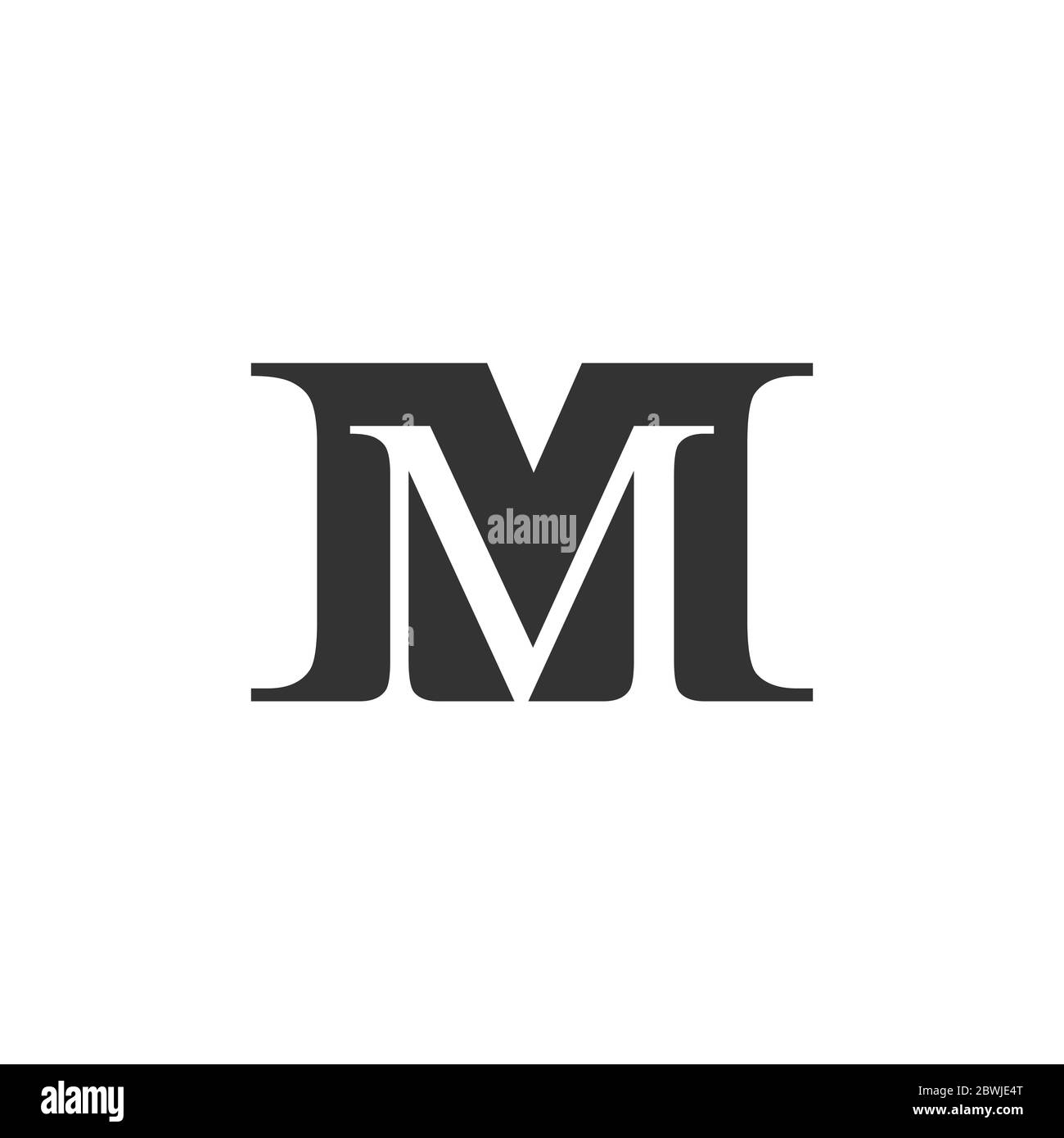 Letter M Typografie Logo Vektor mit negativen Raum Stil Design isoliert auf einem weißen Hintergrund Stock Vektor
