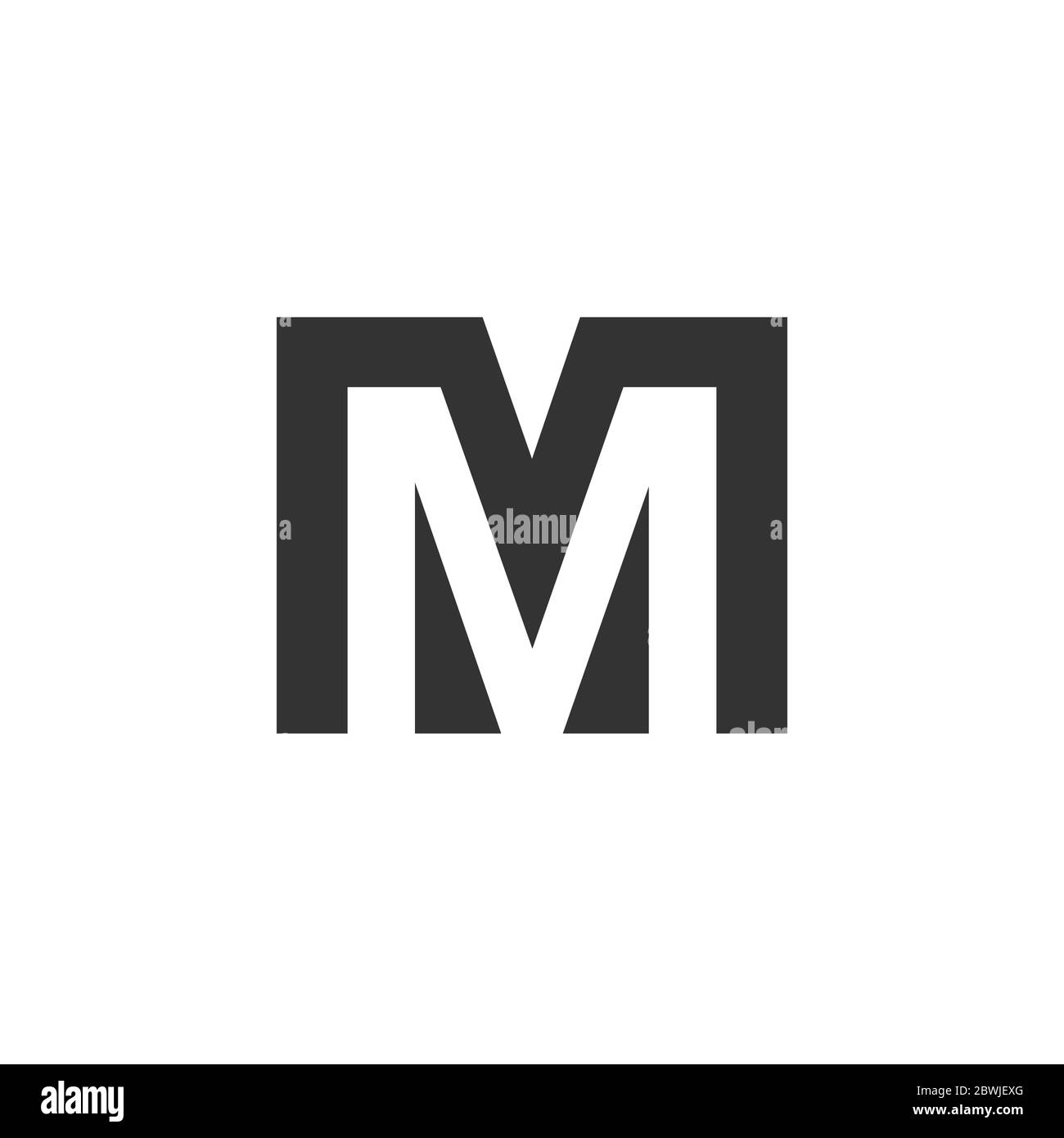 Letter M Typografie Logo Vektor mit negativen Raum Stil Design isoliert auf einem weißen Hintergrund Stock Vektor