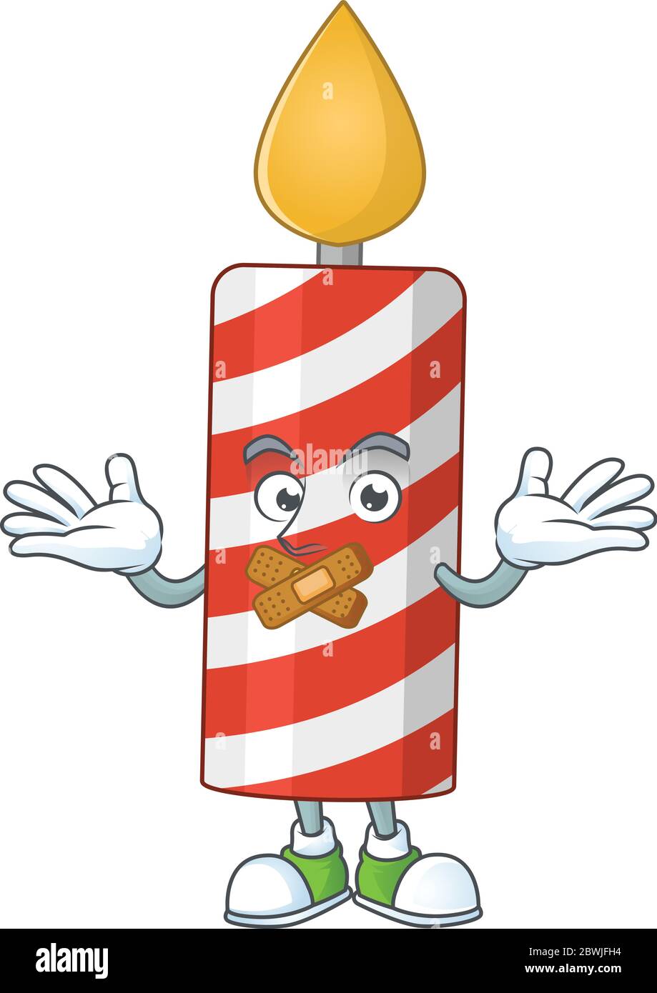 Kerze Cartoon Zeichnung Design machen eine ruhige Fingerbewegung Stock Vektor