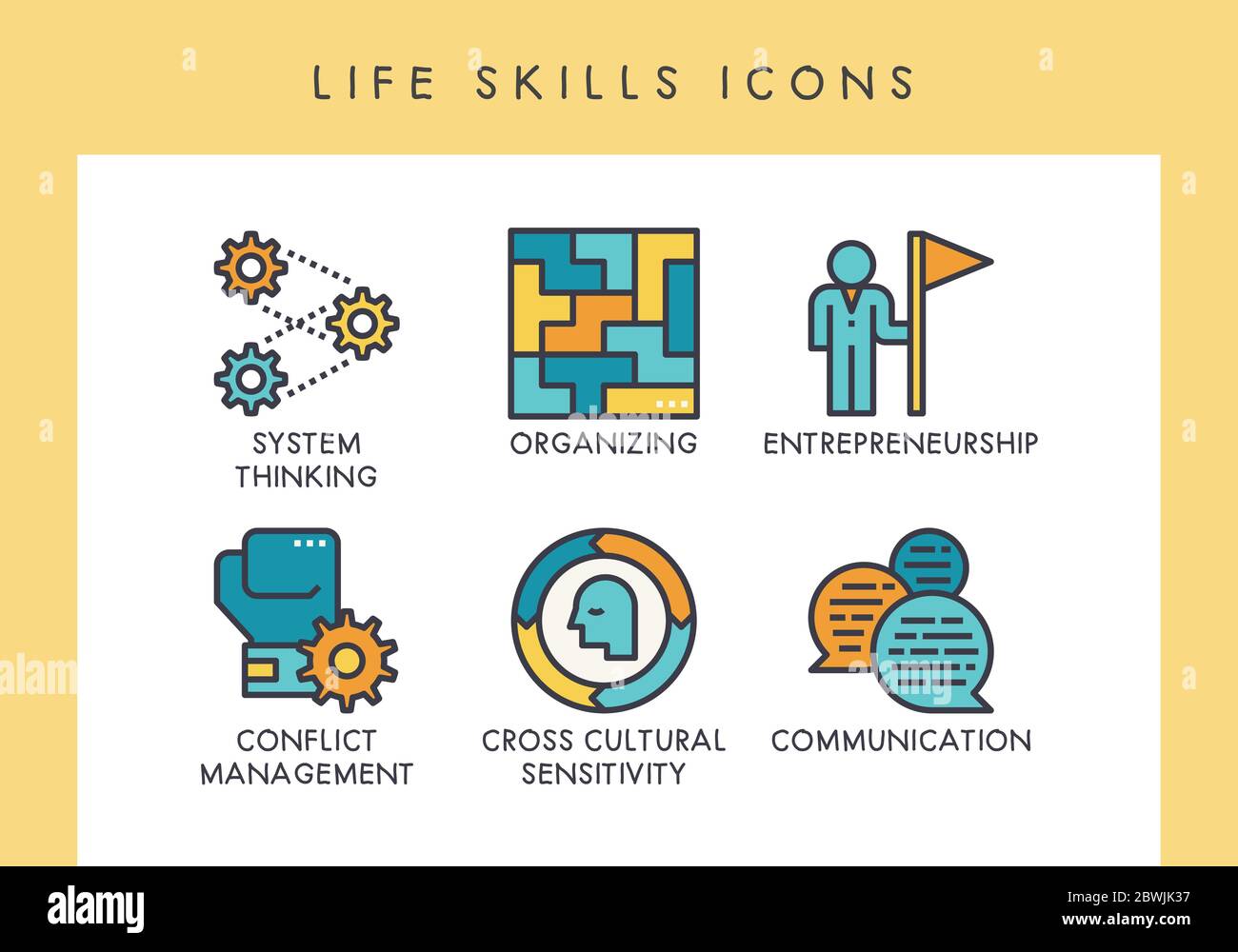 Life Skill Konzept Symbole für Web, App, Präsentation, etc. Stock Vektor