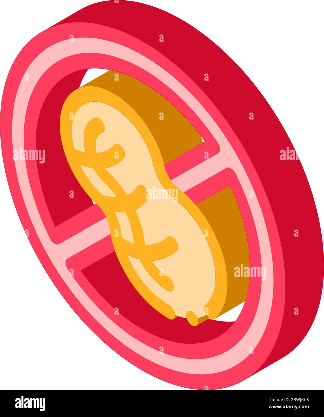 Allergen Free Sign Peanut isometrische Symbol Vektor-Illustration Stock Vektor