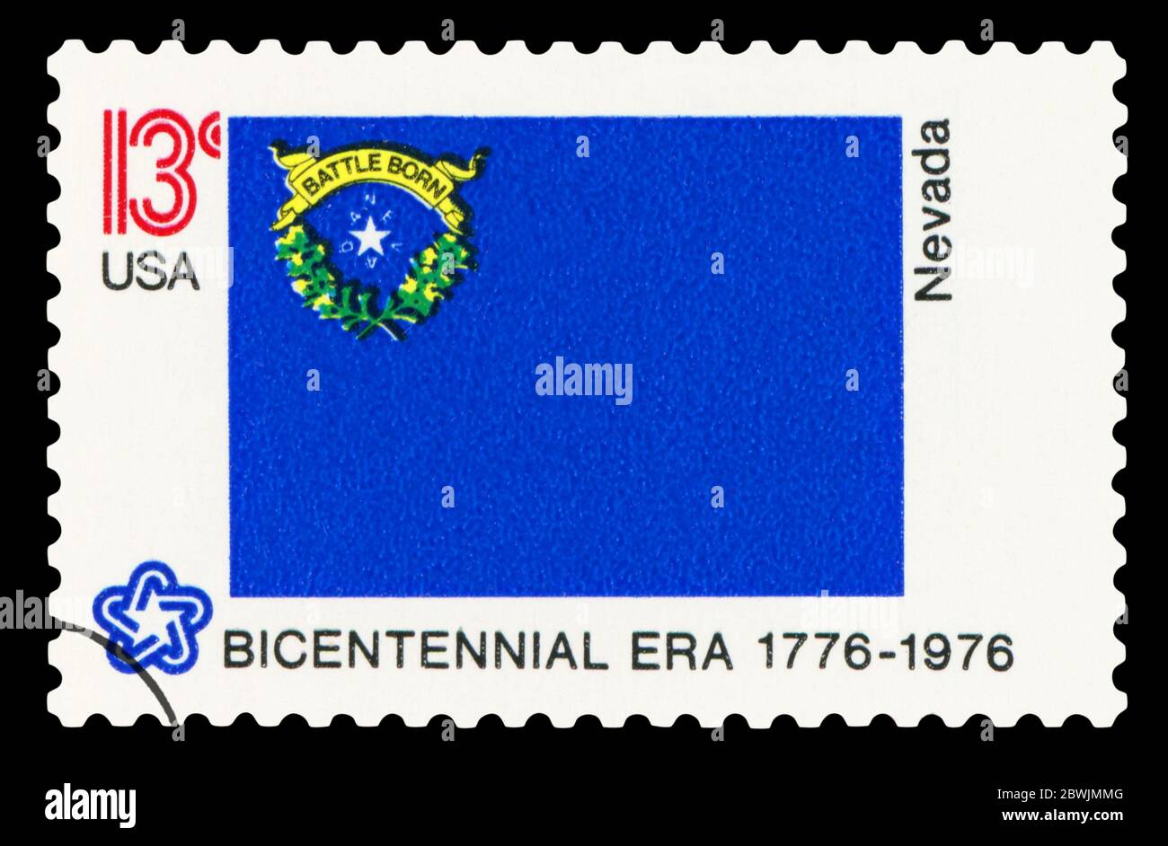 VEREINIGTE STAATEN VON AMERIKA - UM 1976: Eine Briefmarke, die in den USA gedruckt wurde und Nevada gewidmet ist, um 1976. Stockfoto