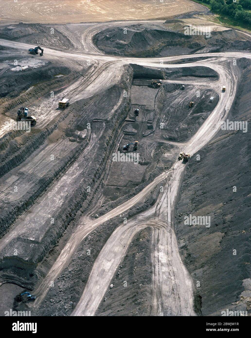 1995, Luftaufnahme von Tagebau in Kirk, East Midlands, Zentralengland, Großbritannien Stockfoto