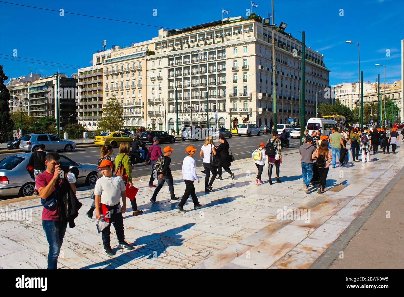 Blick auf das Grand Bretagne Hotel in Athen, Griechenland, 3. November 2019. Stockfoto