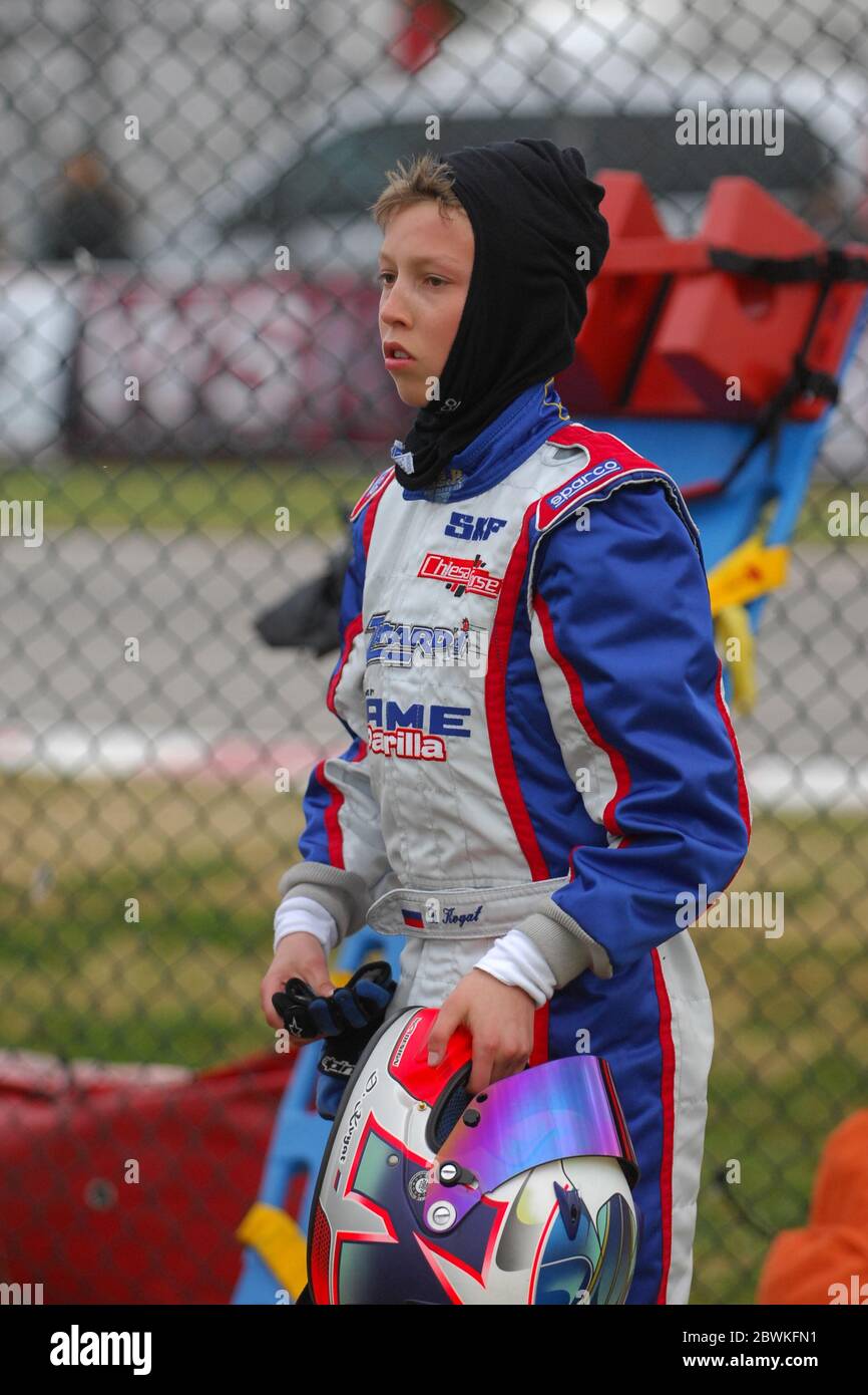Daniil Kvyat, der hier in seiner Kart-Karriere gesehen wurde, Kvyat, ist ein russischer Formel-1-Rennfahrer, der derzeit für das Team Scuderia AlphaTauri fährt. Stockfoto