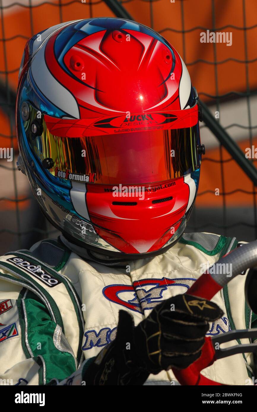 Daniil Kvyat, der hier in seiner Kart-Karriere gesehen wurde, Kvyat, ist ein russischer Formel-1-Rennfahrer, der derzeit für das Team Scuderia AlphaTauri fährt. Stockfoto