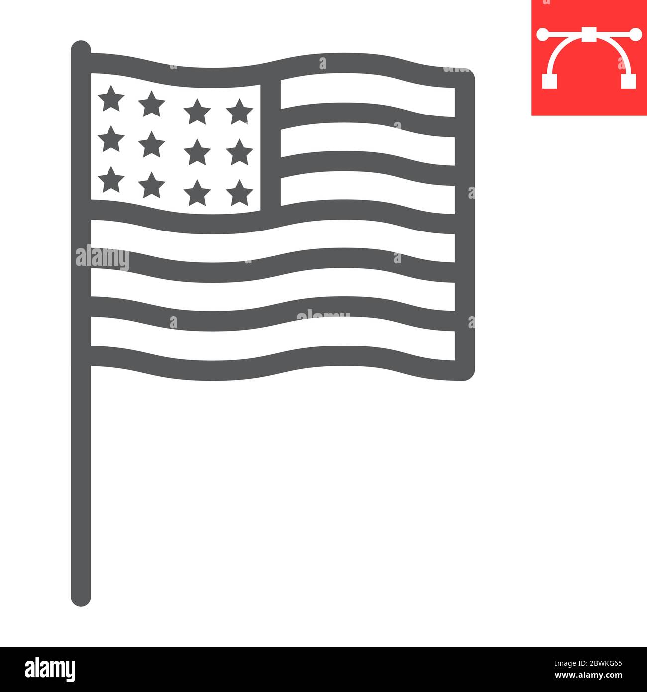 Amerikanische Flagge Linie Symbol, USA und Land, usa Flagge Zeichen Vektorgrafiken, editierbare Strich lineares Symbol, eps 10. Stock Vektor