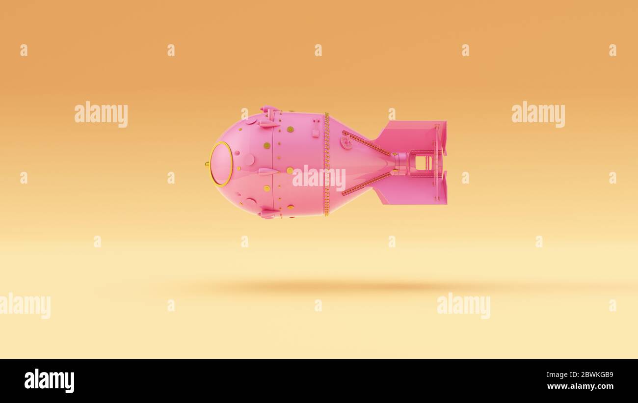 Rosa und Gold Atombombe Kernwaffe Warm Creme Hintergrund 3d-Illustration 3d-Rendern Stockfoto