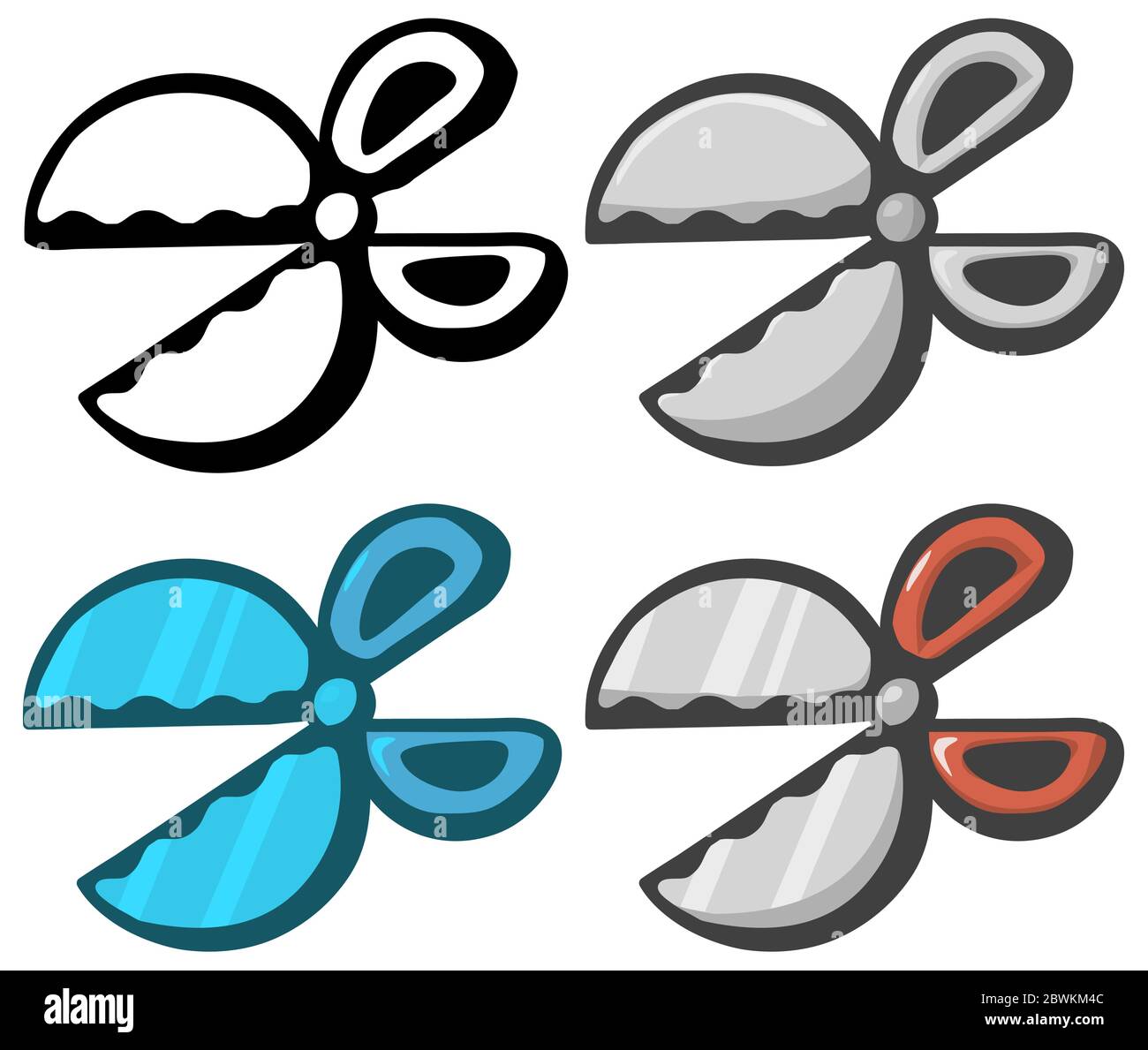 Runde Schere Design Element Symbol, Vektor-Illustration, horizontal, isoliert Stock Vektor