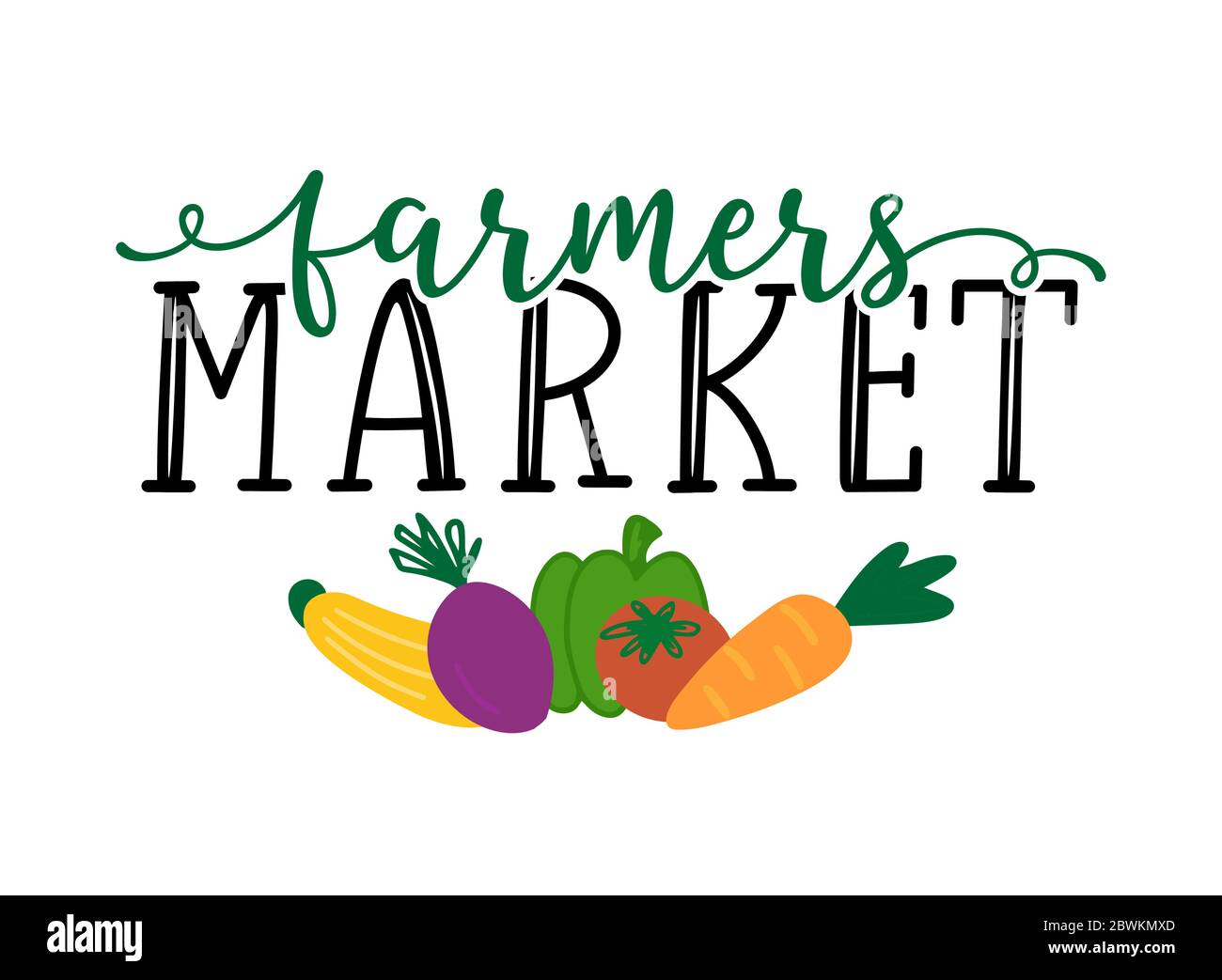 Handskizzierte Farmers Market Quote. Beschriftung für Banner, Header, Werbung, Ankündigung. Stock Vektor