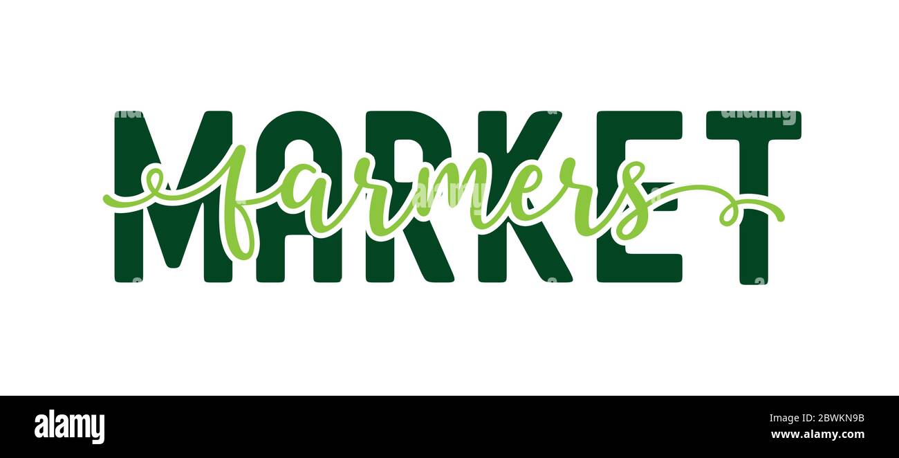Handskizzierte Farmers Market Quote als Kopfzeile. Beschriftung für Banner, Header, Werbung, Ankündigung. Stock Vektor