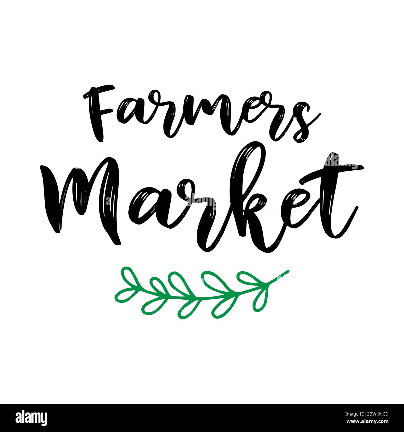 Handskizzierte Farmers Market Zitat als Logo. Beschriftung für Banner, Header, Werbung, Ankündigung. Stock Vektor