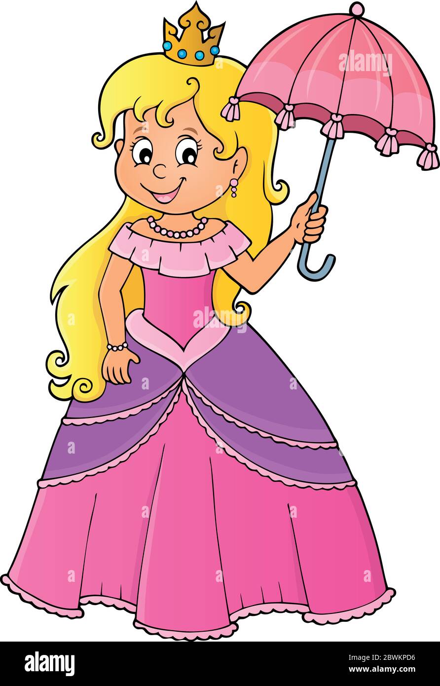 Prinzessin mit Regenschirm Thema Bild 1 - eps10 Vektor-Illustration. Stock Vektor