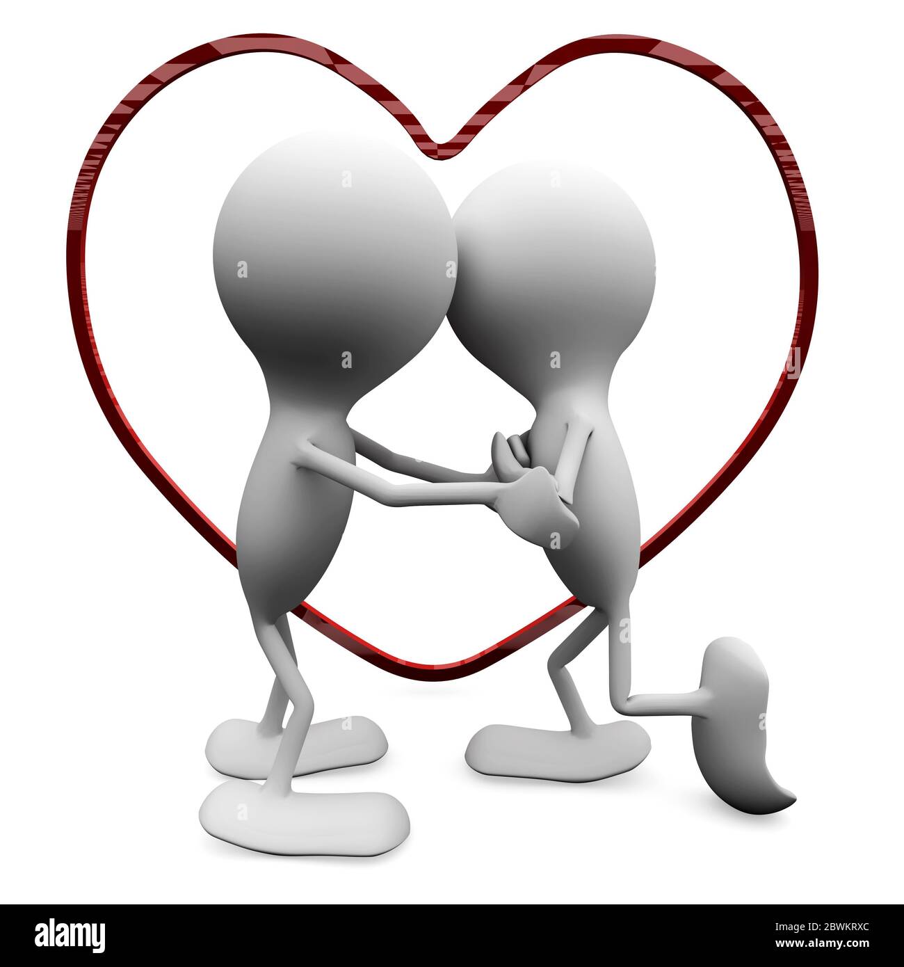 Ein Paar in der Liebe küssen. 3D Love Konzepte. Stockfoto