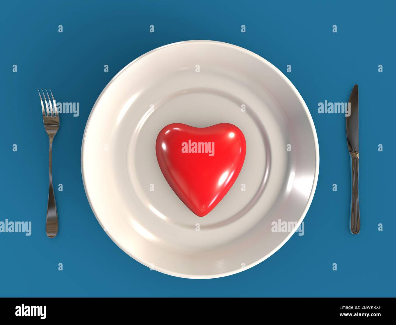 Gesundes Essen oder Valentine Dinner romantische Liebe Verbindung wil eeeating 3d gerendertes Konzept Stockfoto