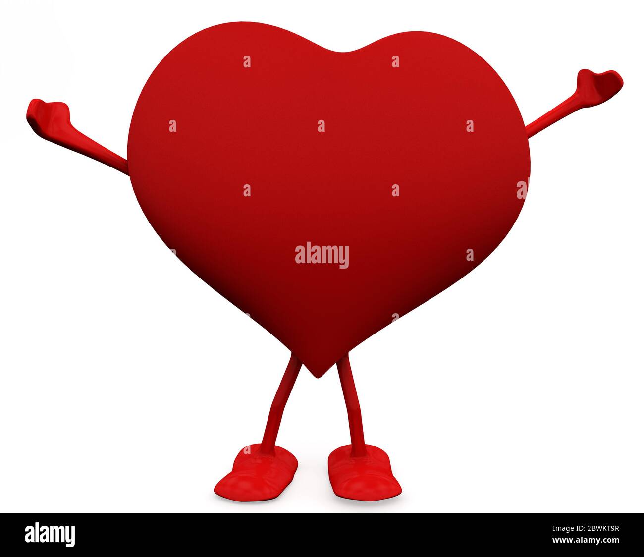 Free und Happy Heart Charakter. 3D Love Concepts. Stockfoto