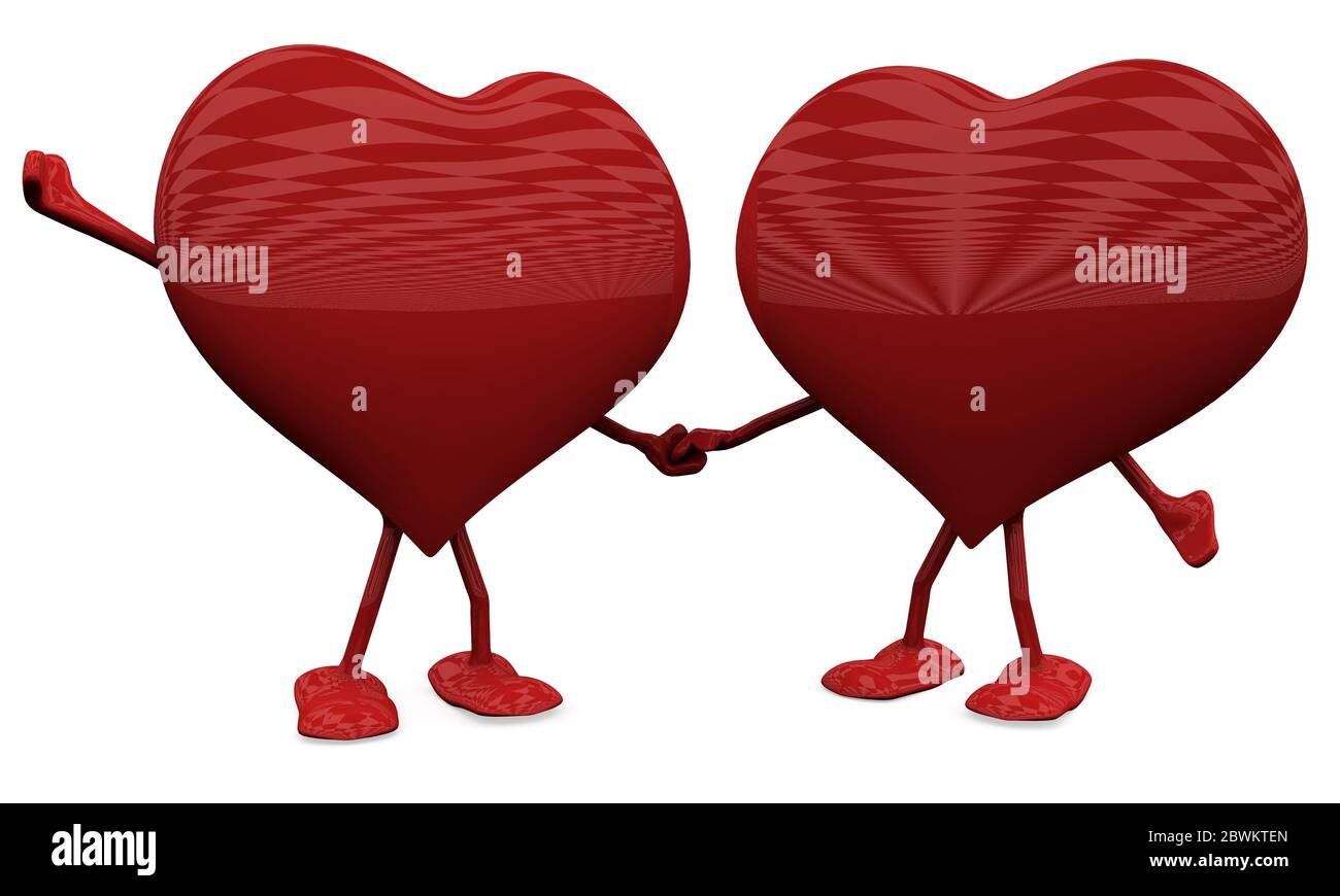 Zwei Herzen in Liebe. 3D Love Concepts. Stockfoto