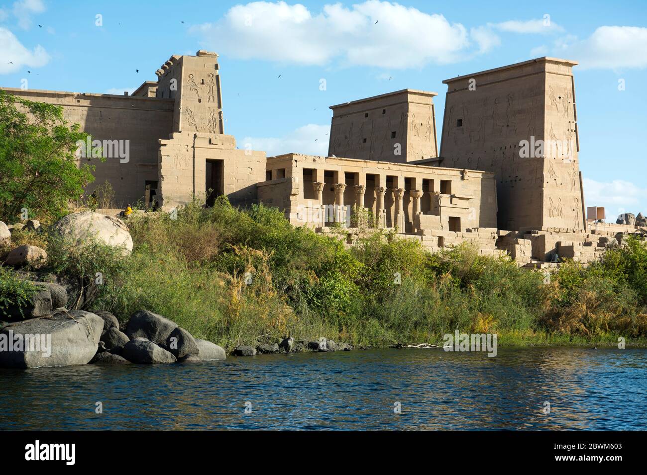 Ägypten, Assuan, konstruierter Isis-Tempel auf der Nil-Insel Philae Stockfoto