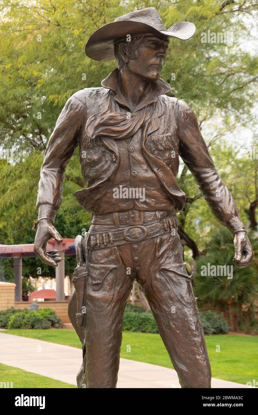 Hollywood Helden Statue in der Innenstadt von Cathedral City CA Stockfoto