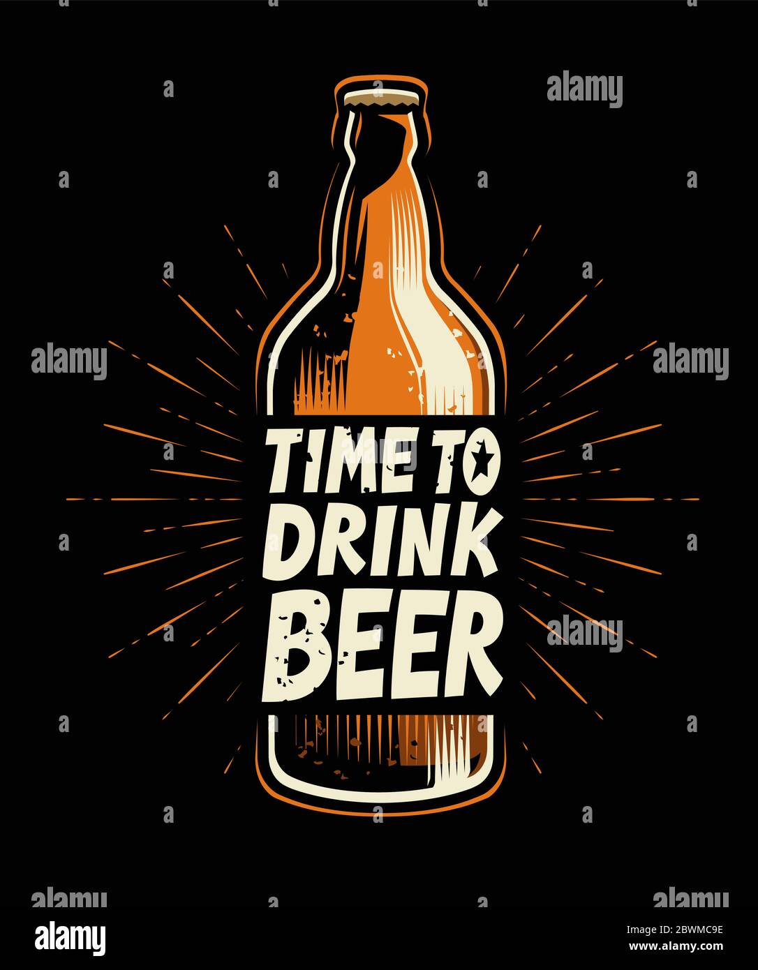 Flasche Bier. Retro Poster für Pub oder Restaurant Vektor Illustration Stock Vektor