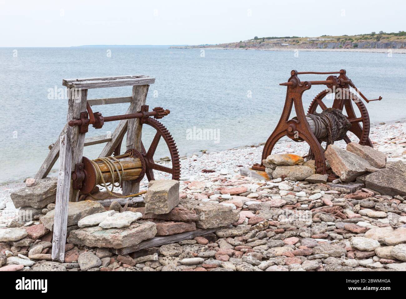 Boot Winde am Strand Stockfoto