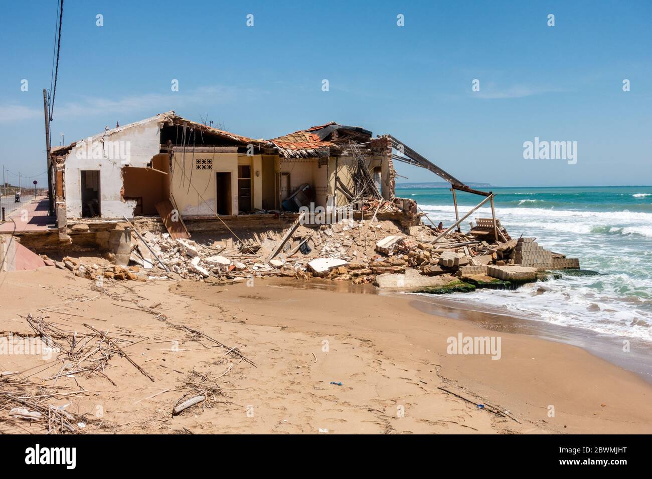 Sturm beschädigt Haus Stockfoto