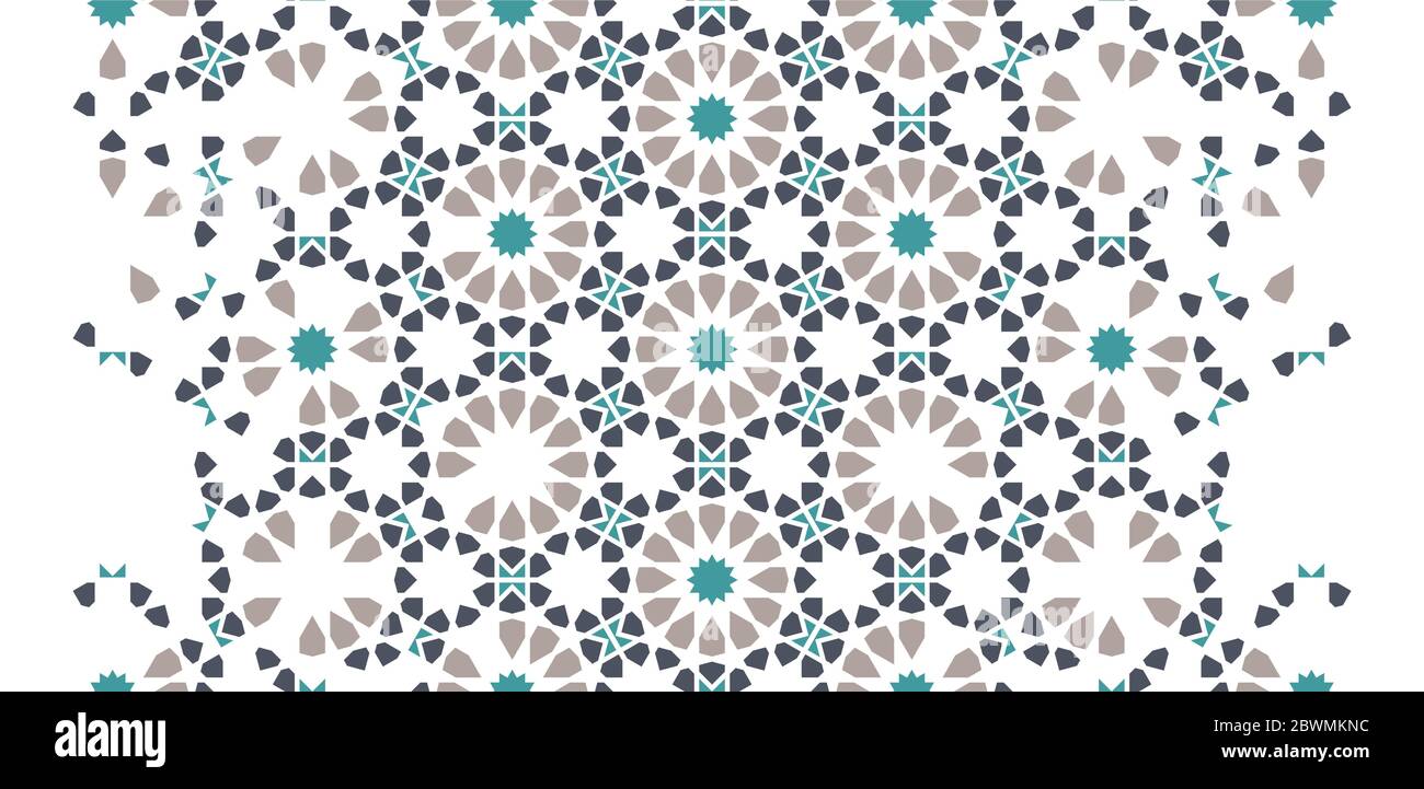 Marokko arabisch nahtlose Vektor-Art Muster, Rand, Tapete, Textur, Hintergrund. Geometrisches Mosaik marokko Halbtonmuster mit Farbfliese Stock Vektor