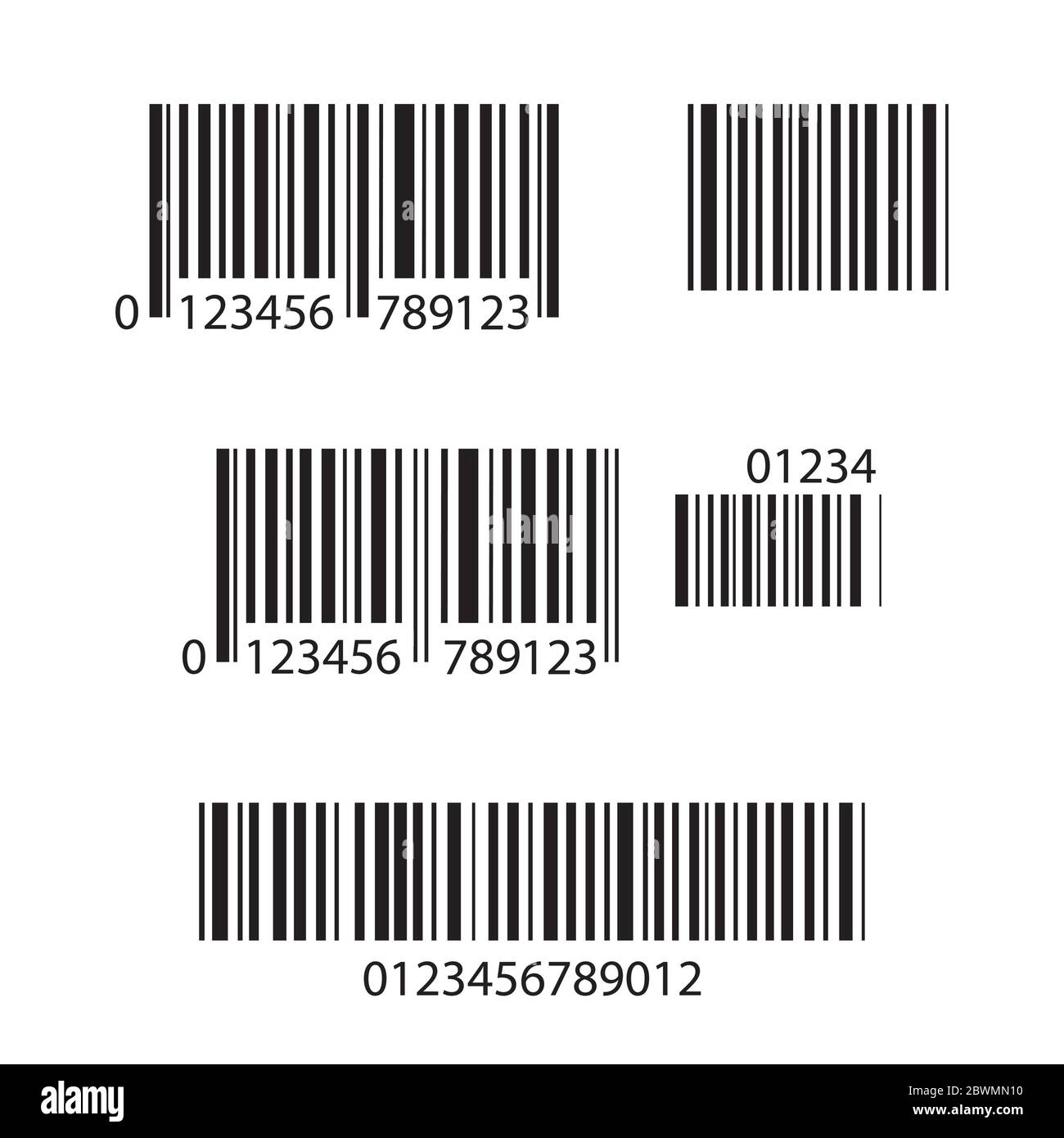 Satz von Barcode-Symbolen, isoliert auf weißem Hintergrund, Stock-Vektor-Illustration. Stock Vektor