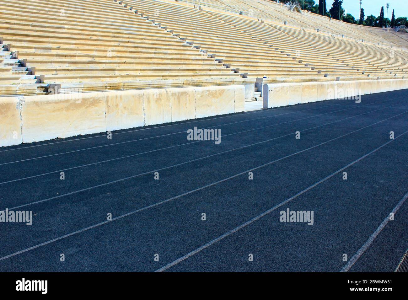 Detail aus der Arena des Panathenaic Stadions - Athen, Griechenland, 3. März 2020. Stockfoto