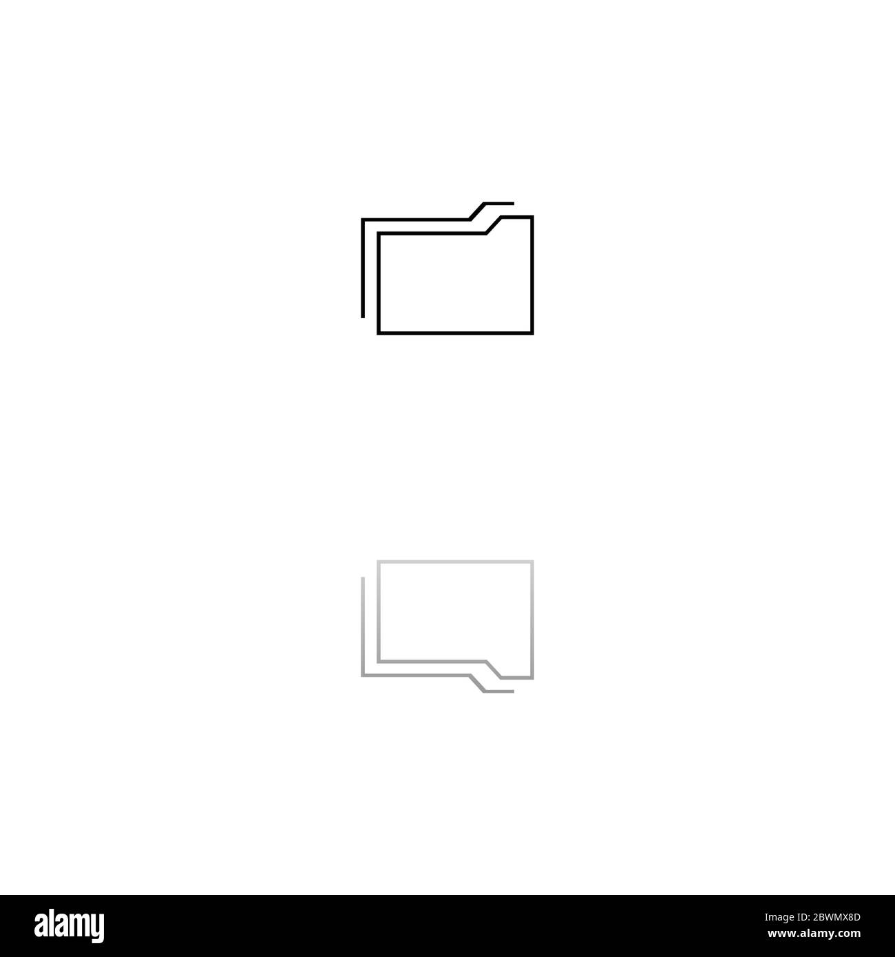 Ordner. Schwarzes Symbol auf weißem Hintergrund. Einfache Illustration. Flacher Vektor. Spiegelreflexionsschatten. Kann in Logo, Web, Mobile und UI UX verwendet werden Stock Vektor